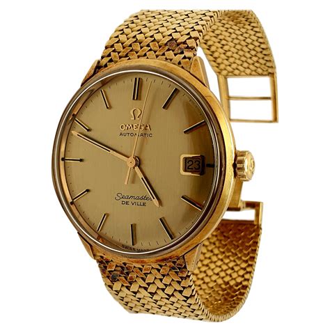 omega seamaster 18 karat white gold|omega men's gold watch.